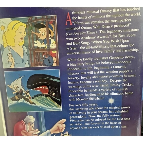 Walt Disney's Masterpiece Pinocchio VHS Clam Shell Cover - Picture 3 of 9